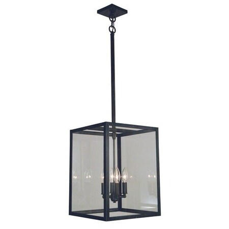 Arroyo Craftsman 12" Vintage Stem Hung, Black, Clear Seedy Glass VISH-12CS-BK